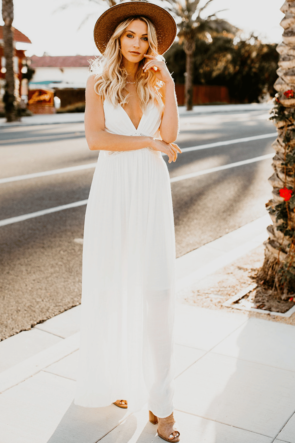 Abito lungo bianco elegante sales