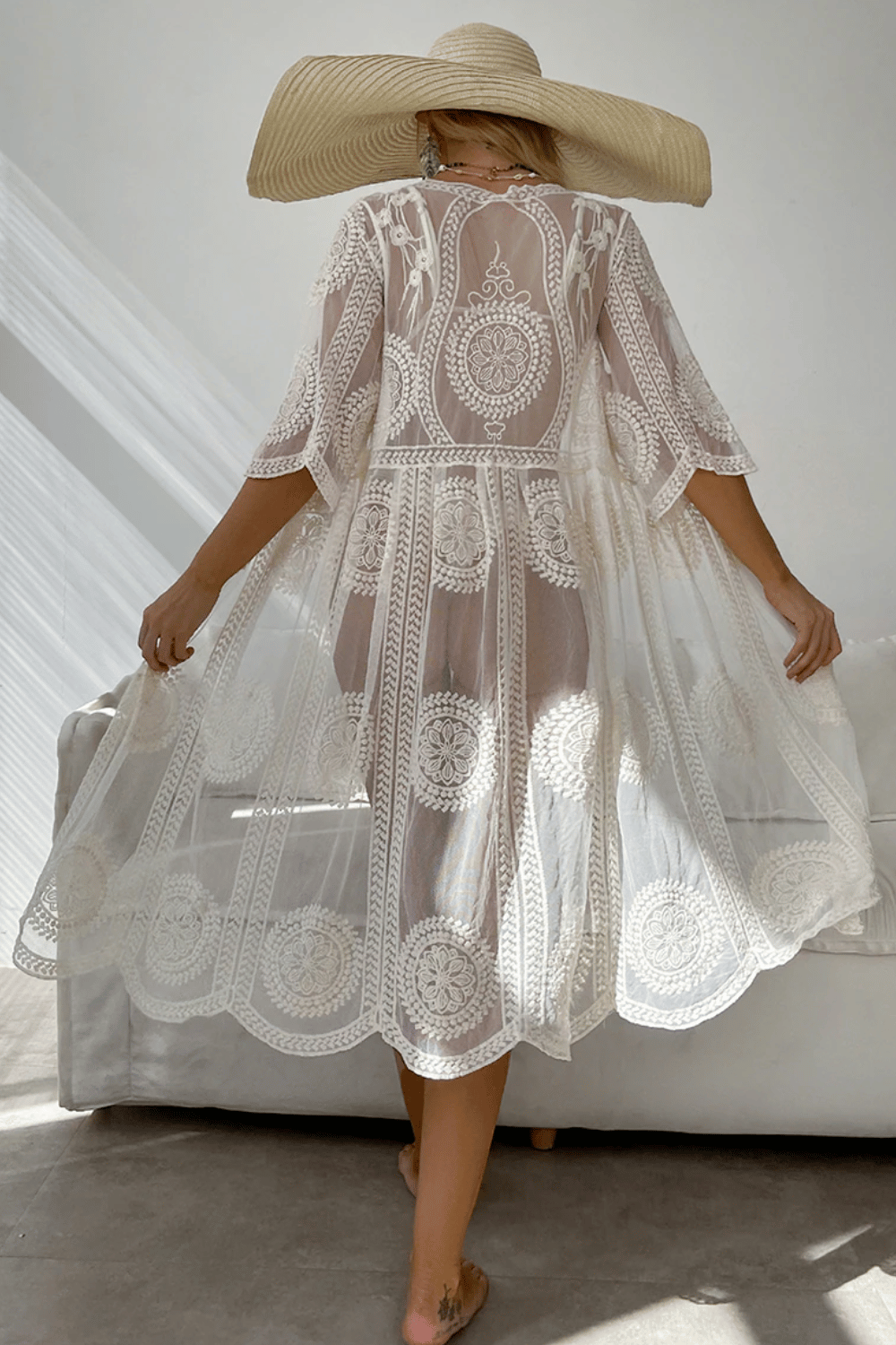 Copricostume lungo pizzo bianco sales