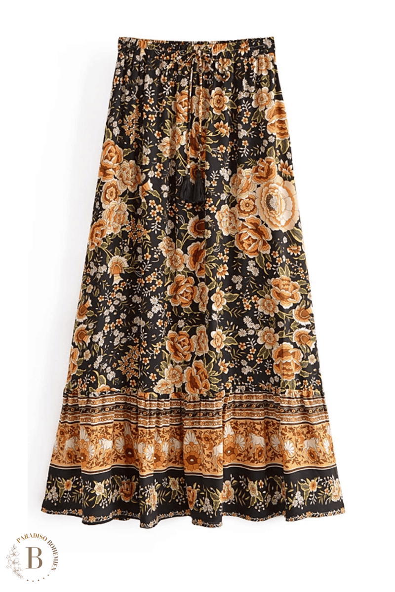 FGVFCS Gonne bohémien da donna UK chiffon floreale gonne lunghe elastiche a vita alta estate A-line fluide swing maxi gonne a balze vintage zingara stampa floreale midi abito da vacanza abbigliamento FGVFCS Gonne bohémien da donna UK chiffon floreale gonne lunghe elastiche a vita alta estate A-line fluide swing maxi gonne a balze vintage zingara stampa floreale midi abito da vacanza abbigliamento