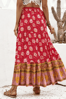 Gonna Lunga Rossa Floreale | Paradiso Bohemien