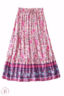 Gonna Lunga a Vita Alta a Fiori Fucsia | Paradiso Bohemien