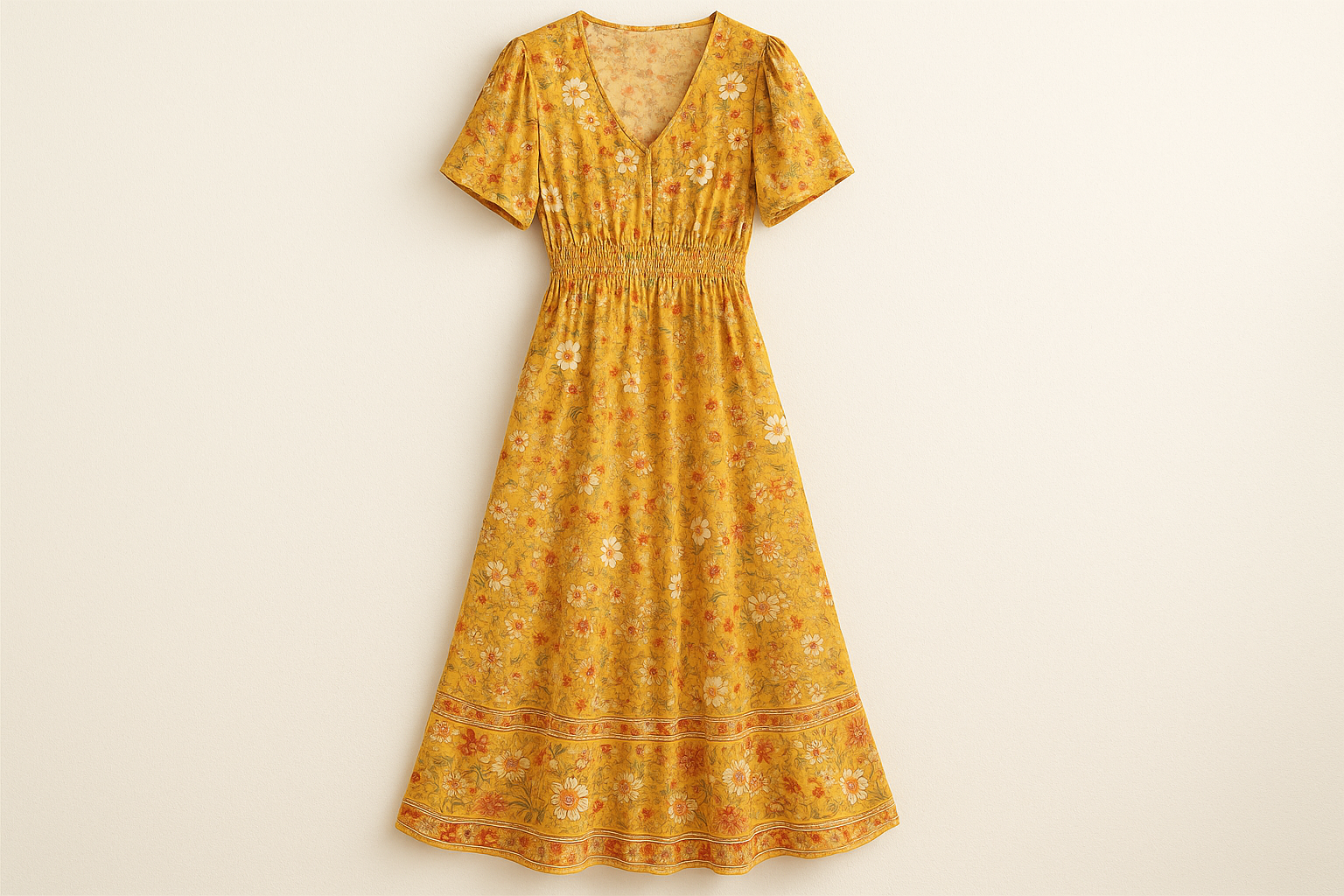 Vestito Boho Lungo Giallo - Immagine Principale con Logo