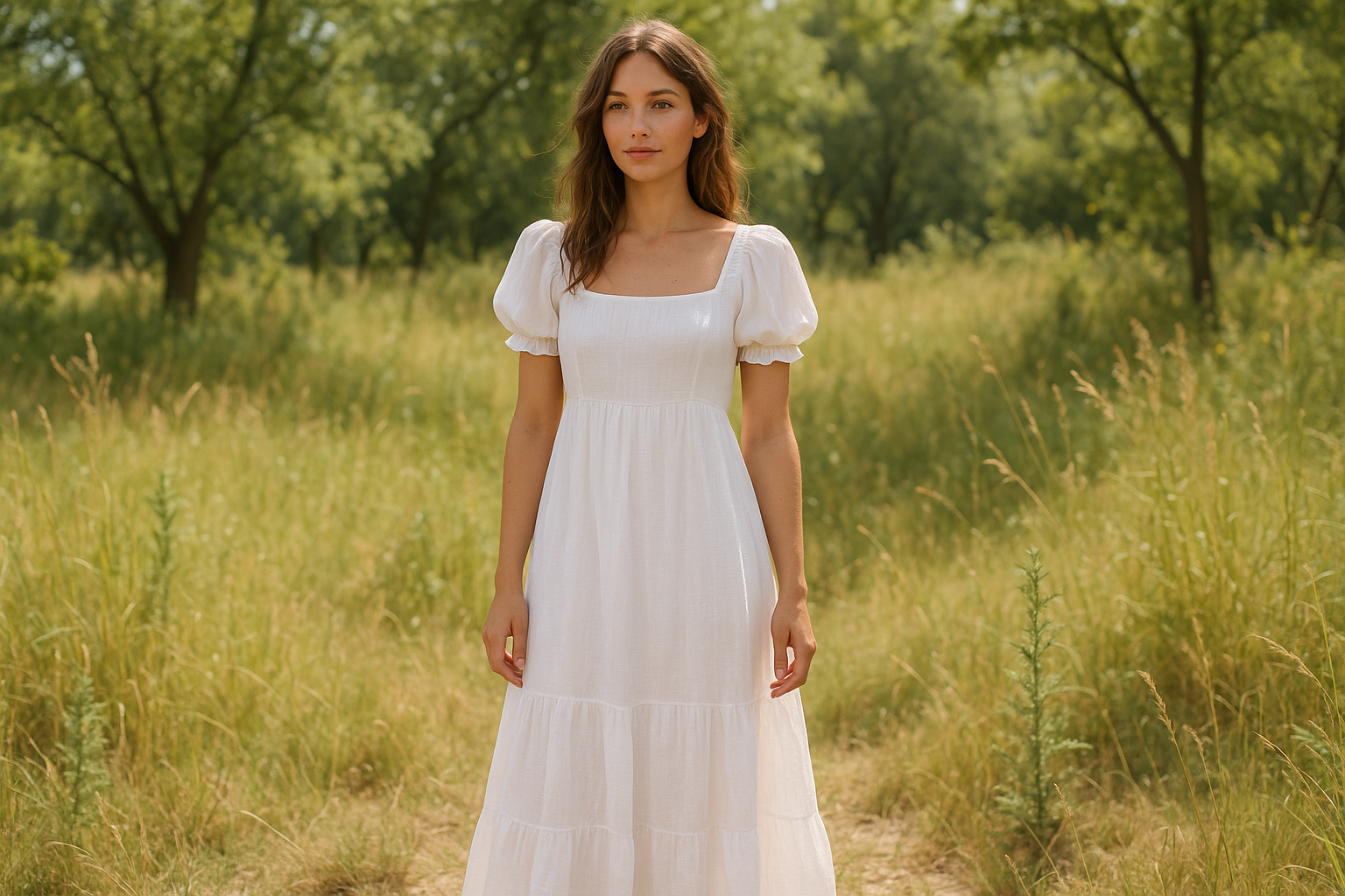 Vestito Bianco in Cotone Lungo - Immagine Principale con Logo