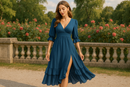 Vestito Boho Chic Blu Elegante - Immagine Principale con Logo