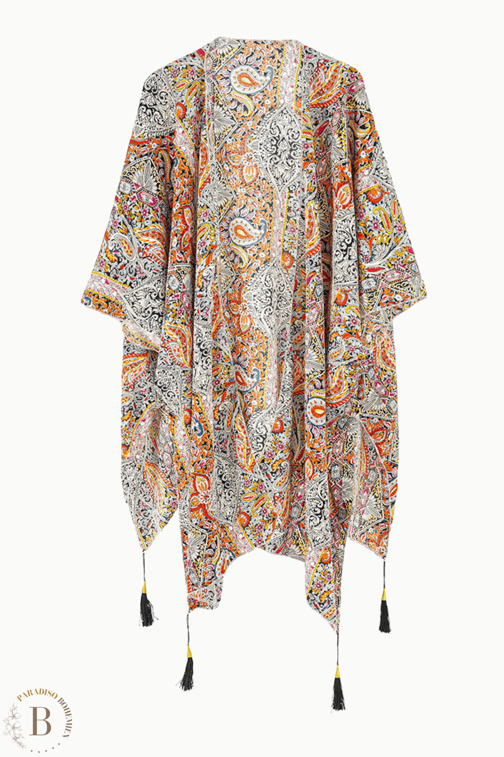 Kimono con pomponi da Spiaggia | Paradiso Bohemien