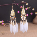 Orecchini Artigianali con Piume Bianchi