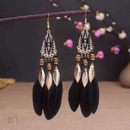 Orecchini Artigianali con Piume Neri