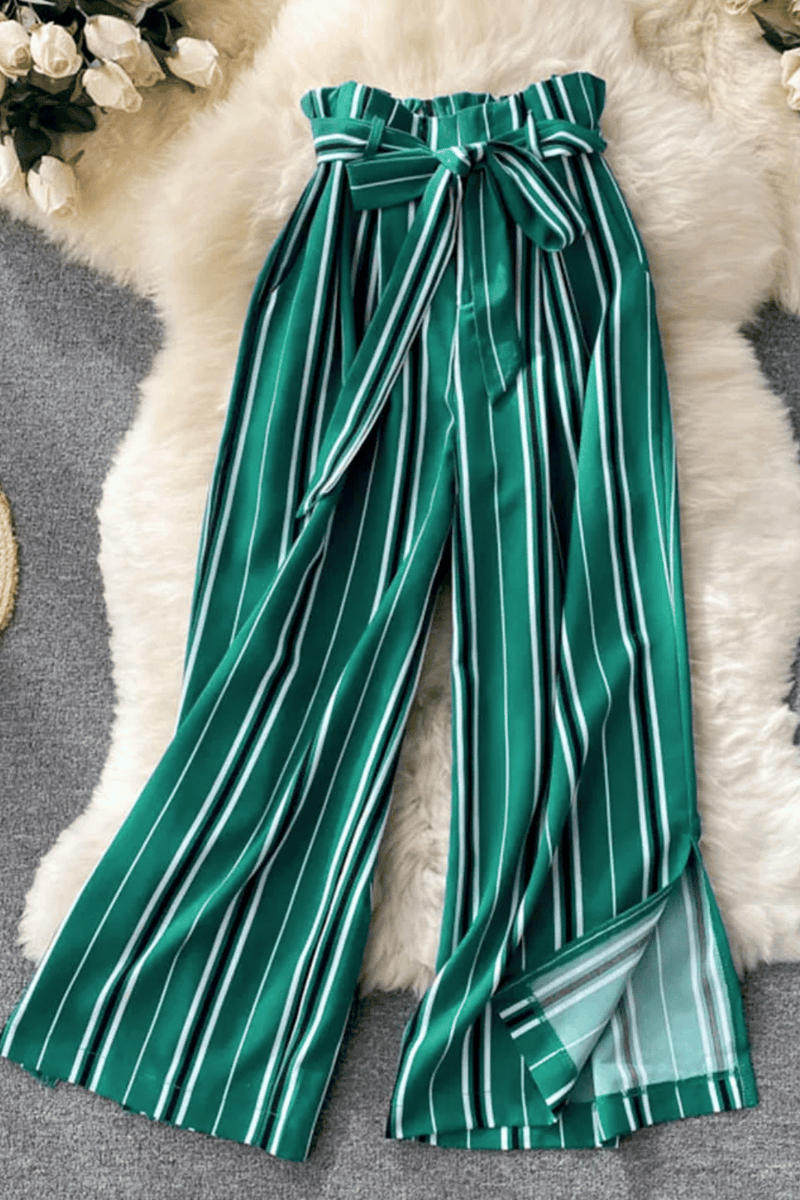 Pantaloni a Righe da Donna Colore Verde | Paradiso Bohemien
