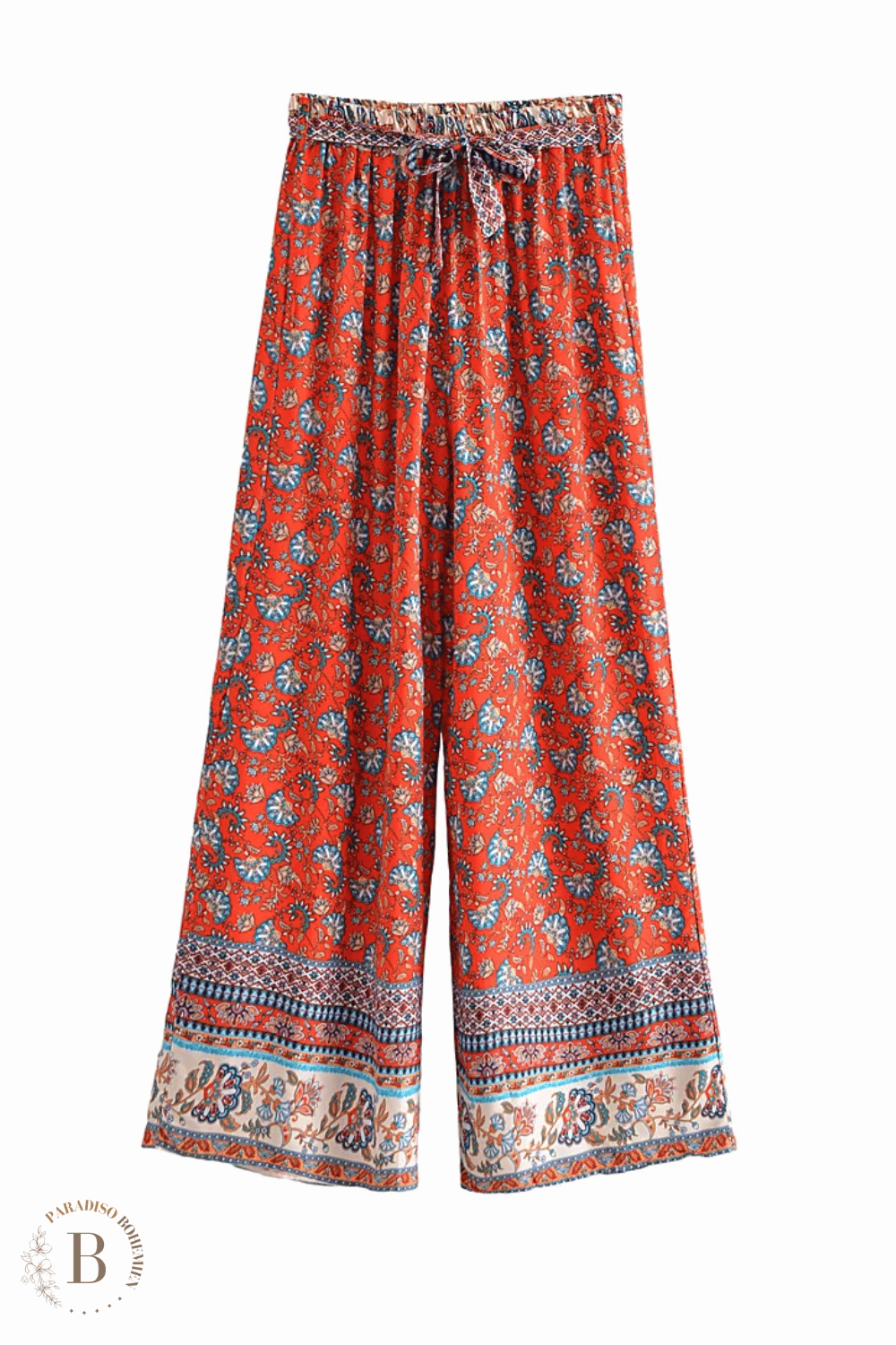 Pantaloni Floreali Larghi Donna con Elastico in Vita | Paradiso Bohemien