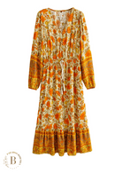 Vestito Arancione a Maniche Lunghe | Paradiso Bohemien