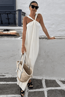 Abito Bianco Maxi Boho in Lino | Paradiso Bohemien