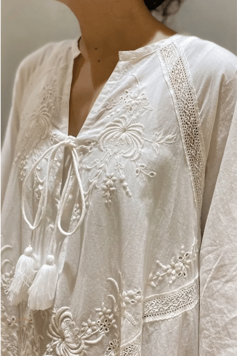 Vestito Boho in Lino Bianco | Paradiso Bohemien