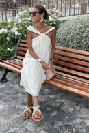 Abito Bianco Maxi Boho in Lino | Paradiso Bohemien