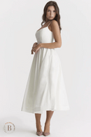 Abito Bianco Midi con Spallini | Paradiso Bohemien