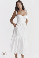 Abito Bianco Semplice Broderie Anglaise | Paradiso Bohemien