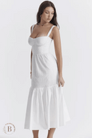 Abito Bianco Semplice lughezza midi | Paradiso Bohemien