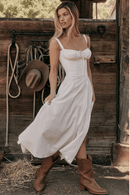 Abito Bianco Midi con Spacco | Paradiso Bohemien