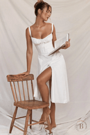 Abito Bianco Midi con Spacco | Paradiso Bohemien