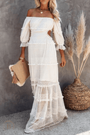 Abito Bianco Lungo Estivo con Spalle Scoperte | Paradiso Bohemien