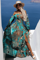 Vestito con Spalle Scoperte e Maniche a Sbuffo | Paradiso Bohemien