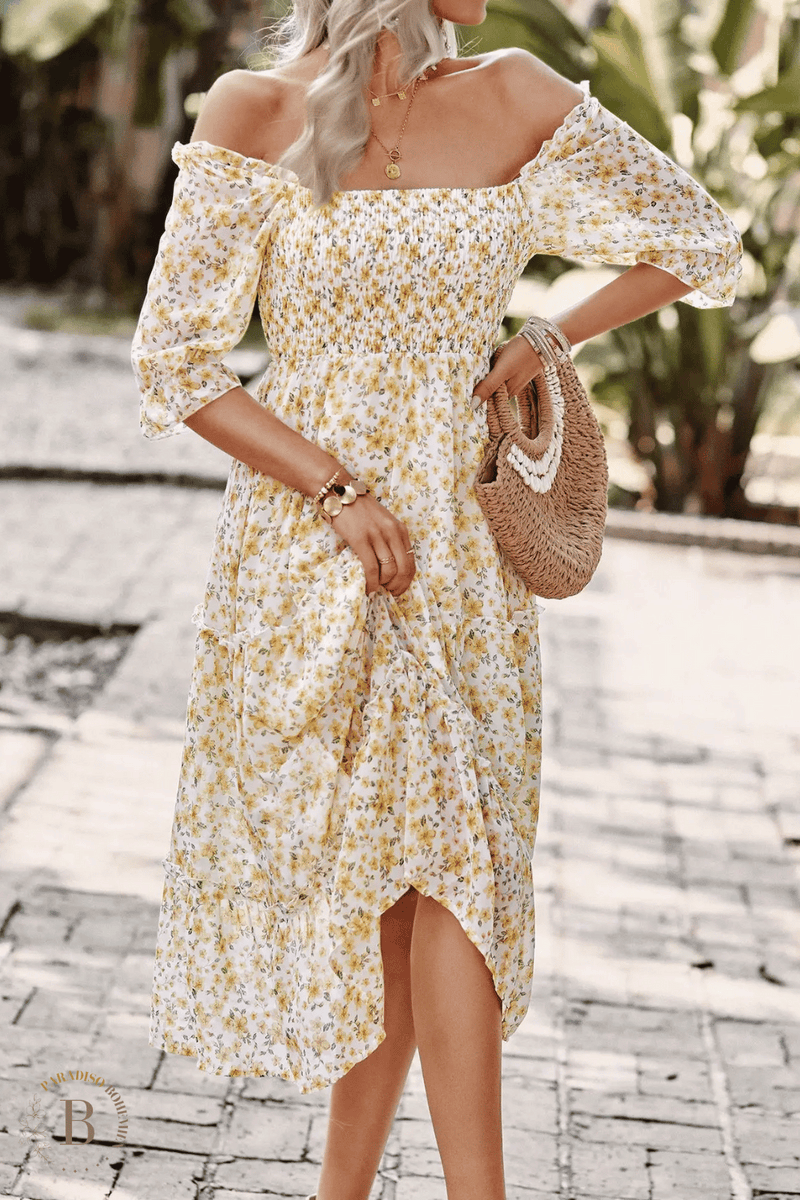 Vestito Country Donna di colore giallo | Paradiso Bohemien