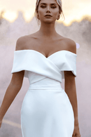 Vestito da Sposa Bianco Semplice scuollo a cuore | Paradiso Bohemien