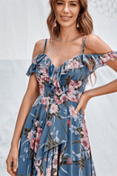Vestito da Damigella Floreale Blu Asimmetrico | Paradiso Bohemien