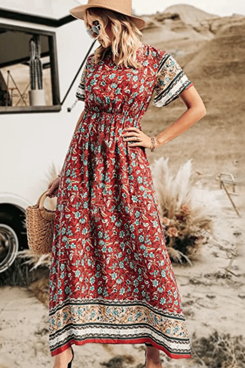 Vestito rosso fiori online