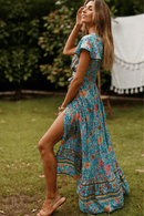 Vestito Lungo a Fiori Blu Boho | Paradiso Bohemien
