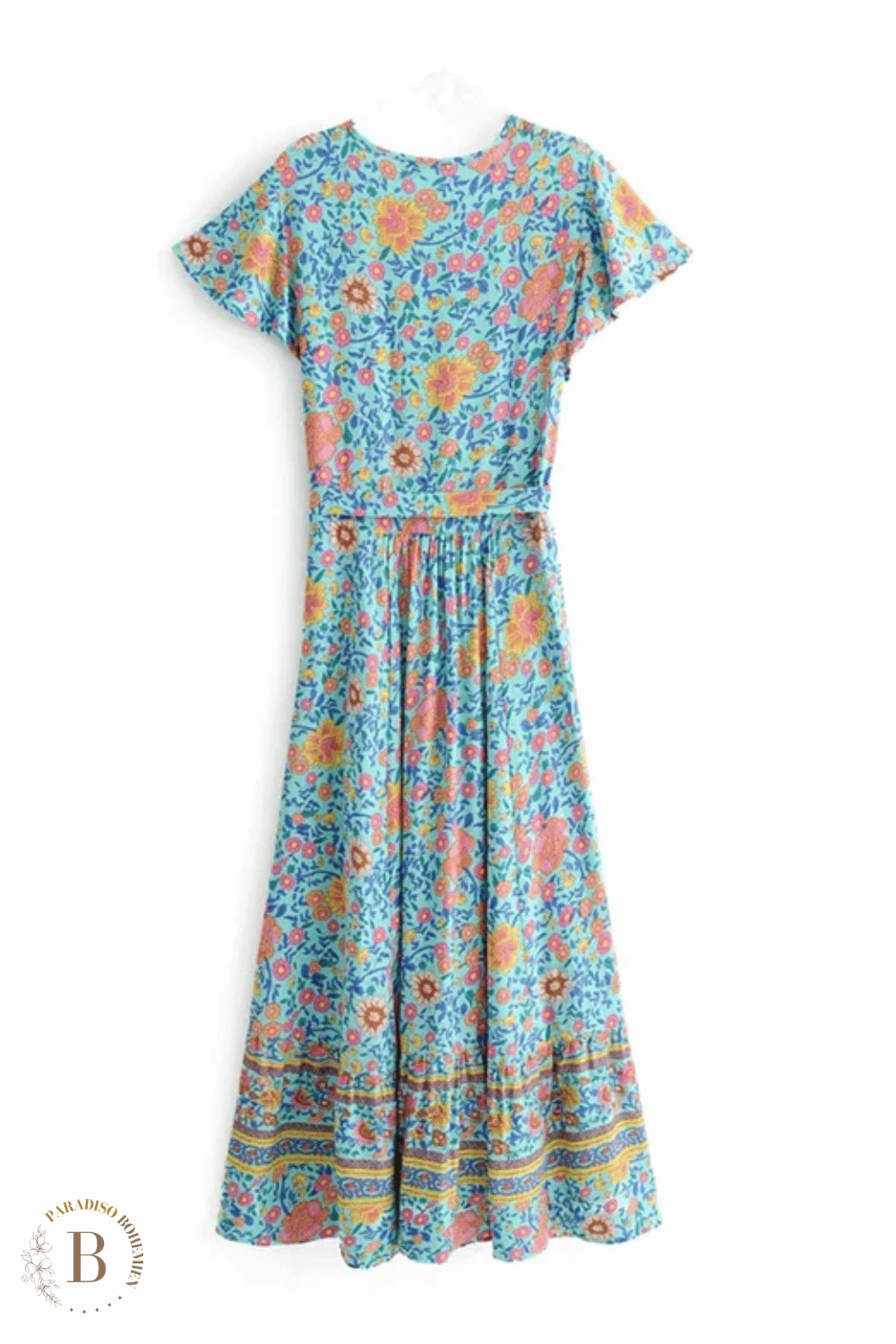 Vestito Lungo a Fiori Blu Boho | Paradiso Bohemien