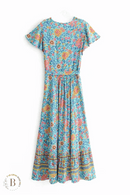 Vestito Lungo a Fiori Blu Boho | Paradiso Bohemien