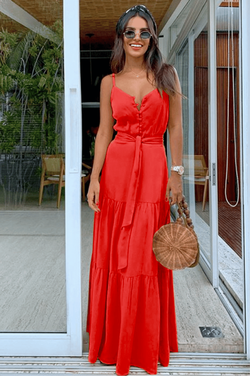 Vestito rosso 2025 lungo estivo