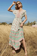 Vestito Lungo Verde Fiori | Paradiso Bohemien