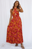 Vestito Lungo Rosso Schiena Scoperta Boho Chic | Paradiso Bohemien