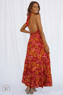 Vestito Rosso Lungo Schiena Scoperta Boho Chic | Paradiso Bohemien