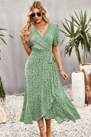 Vestito Verde a Fiori Maniche Corte | Paradiso Bohemien