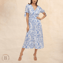 Abito da Cerimonia in Stile Country con Foglie Blu | Paradiso Bohemien