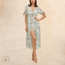 Abito da Cerimonia in Stile Country con Foglie Verde | Paradiso Bohemien