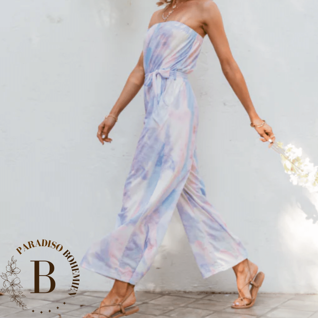 Tuta lunga viola e rosa di ispirazione boho | Paradiso Bohemien