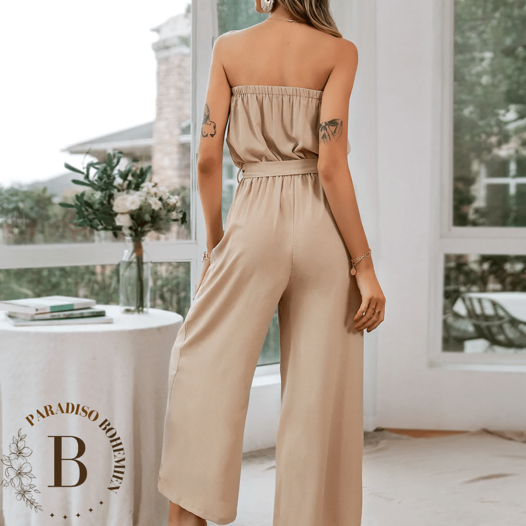 Tuta Intera elegante colore beige di ispirazione boho per donna | Paradiso Bohemien