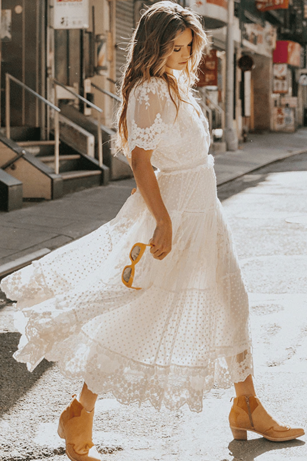 Abito Boho Bianco in Pizzo | Paradiso Bohemien