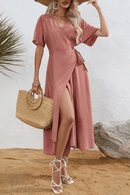 Vestito a Portafoglio Rosa in Stile Boho Chic | Paradiso Bohemien