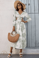 Abito Bianco e Verde con maniche lunghe  | Paradiso Bohemien