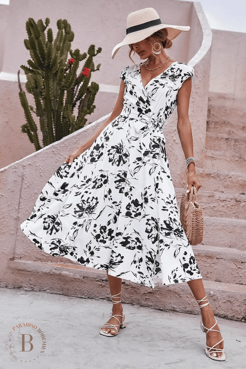 Vestito lungo bianco e top nero