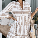 Abito Bianco e Beige Corto Ampio Bohemien