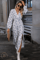 Abito a Maniche Lunghe Bianco con Fiori | Paradiso Bohemien