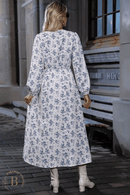 Abito a Maniche Lunghe Bianco con Fiori | Paradiso Bohemien