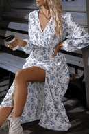 Abito a Maniche Lunghe Bianco con Fiori | Paradiso Bohemien