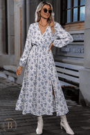 Abito a Maniche Lunghe Bianco con Fiori | Paradiso Bohemien