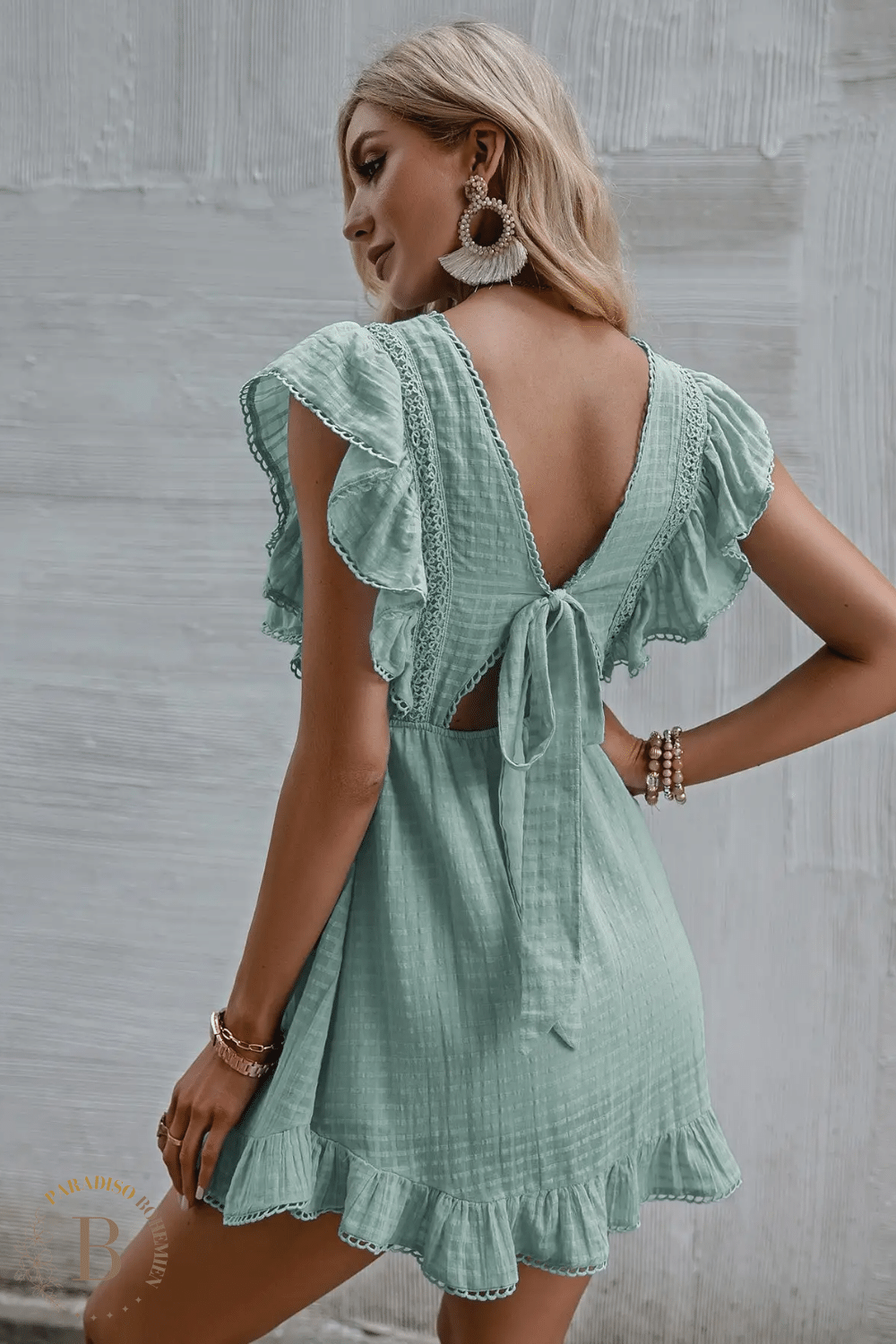 Abito Bohémien Chic  Verde Acqua | Paradiso Bohemien